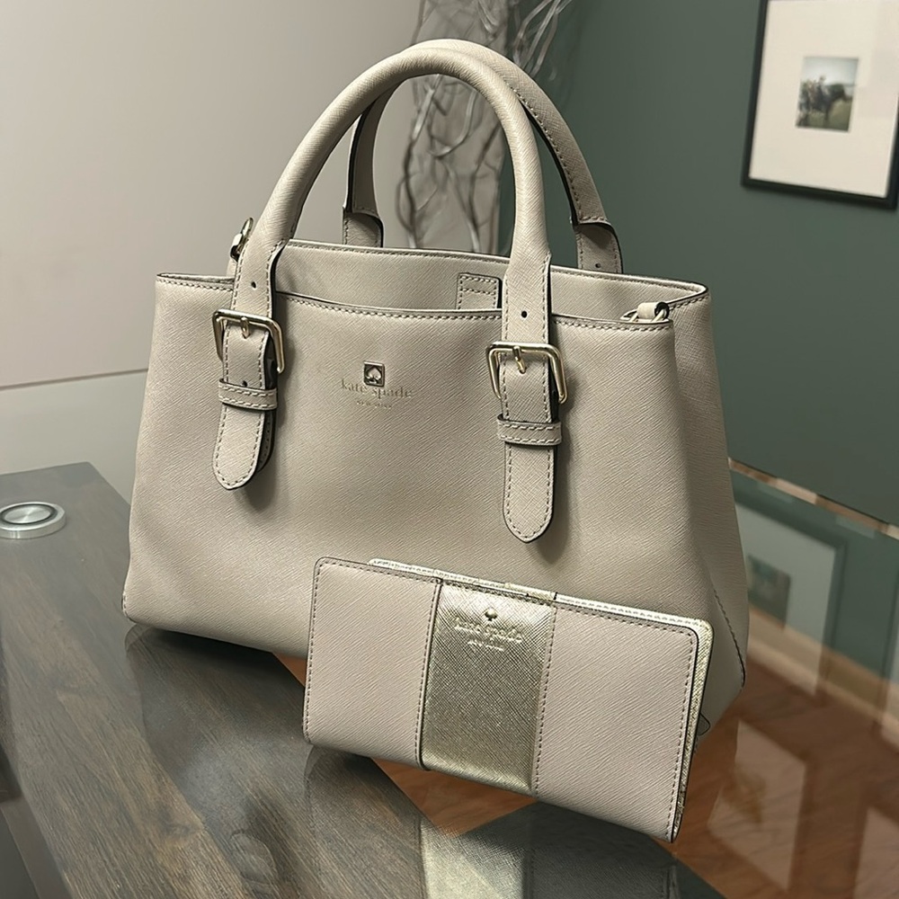 Taupe Kate Spade Top Handle Bag & Matching Wallet